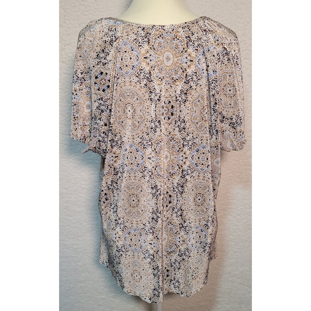 CJ Banks Floral Women's Top Blouse Plus Size 2X Short Sleeve Ruffles 1958 - Picture 2 of 6